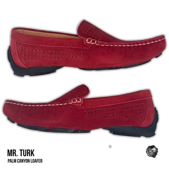 MR TURK PALM CANYON LOAFERS IN RED SUEDE MEN’S SIZE 9 LEATHER DRIVING MOCCASINS - Picture 4 of 12